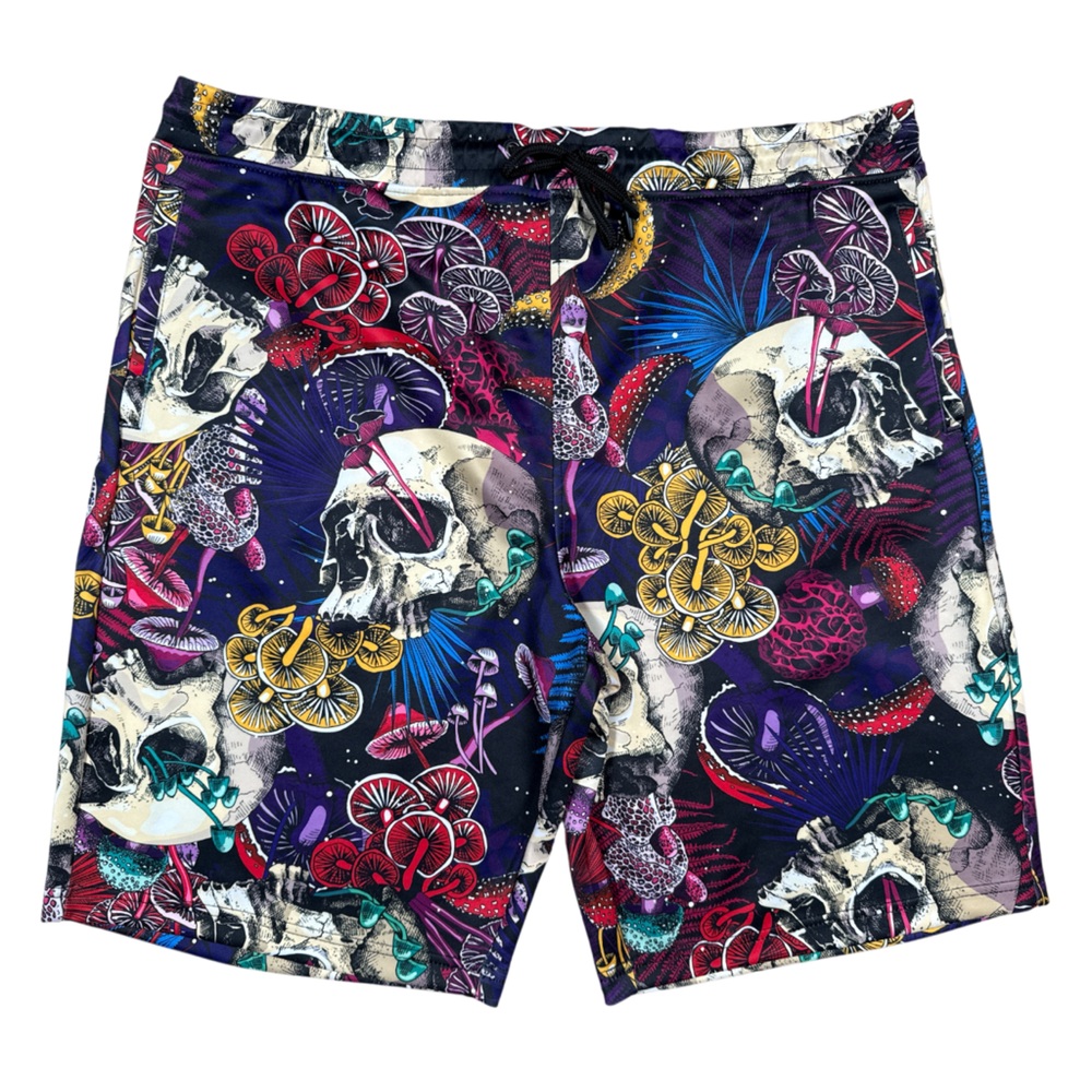 Fresh Prince of Bel-Air Men's Multicolor Skull and Mushroom Print Swim Shorts XL
